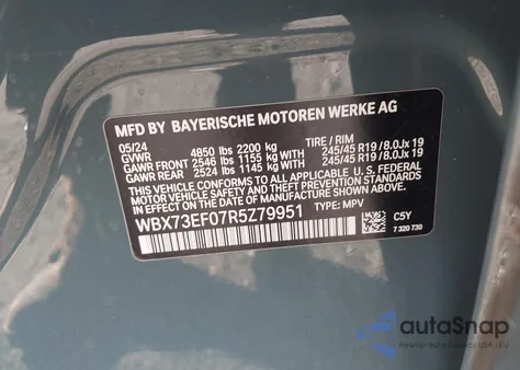 2024 BMW X1 xDrive28I z USA, uszkodzony, nr VIN WBX73EF07R5Z79951